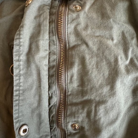 Hooded Khaki Green Women's 1X field jacket embroidery sleeve Large - Picture 4 of 8
